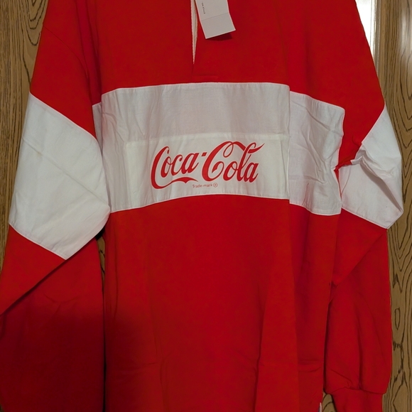 Coca Cola Other - New With Tags Unisex Coca-Cola Red and White Long Sleeve Rugby Polo Shirt Size X